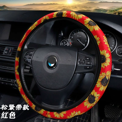 generation cartoon sunflower new burst – Steering wheel cover - sunflower-lycra-without-inner-ring-elastic-red-xsm-38cm