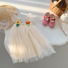 Three dimensional summer dress, small princess costume girl's, skirt, flowered, tutu skirt