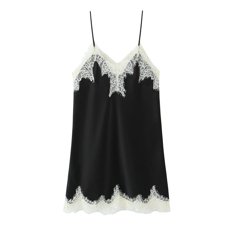 Unizera Women's Clothing 2026 Summer New Lace V-Neck Silk Satin Texture Spaghetti Strap Top 5919250