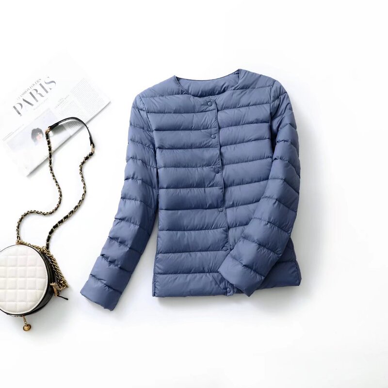 Plus Size Round Neck Lightweight down Jacket Short Style for Women Without Collar, Suitable for Plus-Size Women 100kg Lightweight Thin Jacket Plus Size Round Neck Lightweight down Jacket Short Style for Women Without Collar, Suitable for Plus-Size Women 100kg Lightweight Thin Jacket