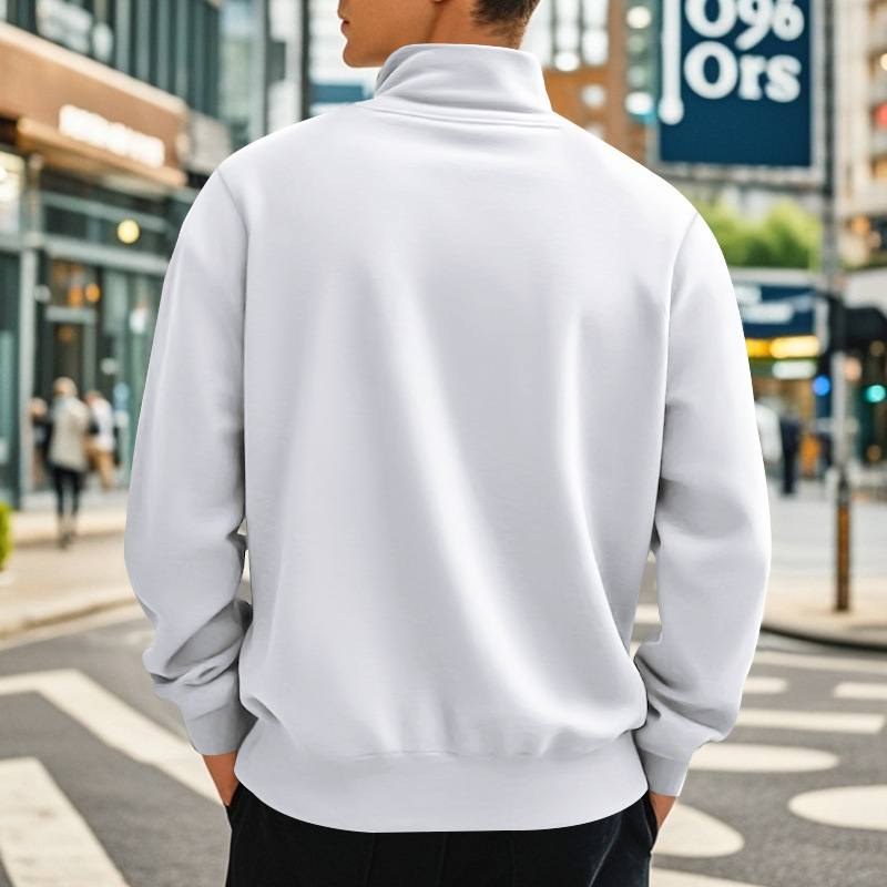 Sweatshirt homme en molleton avec col zippé hiver automne_voghion.com