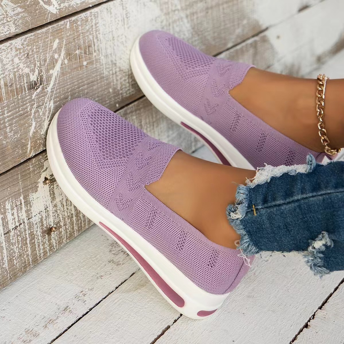 Zapatos de primavera de mujer, zapatos de mujer transfronterizos de un pie, zapatos casuales, zapatos de madre superficiales, zapatos de suela suave, zapatos transpirables
