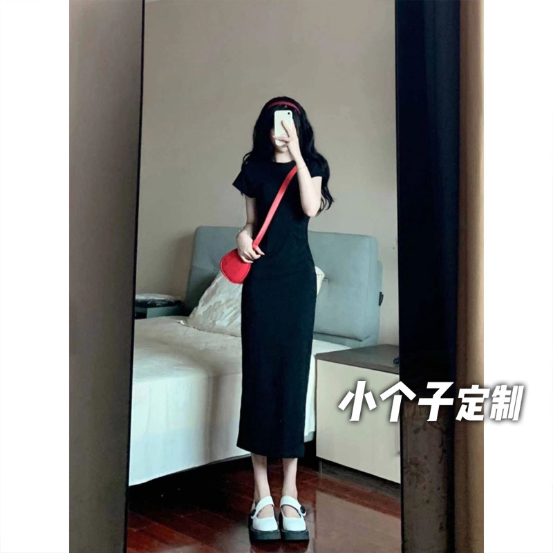 145 short short pure want to dress women's waist hip slim high short sleeve T-shirt temperament long skirt summer xs