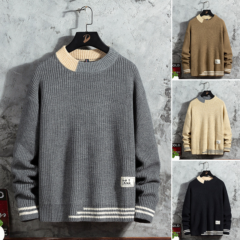 Men's Sweater 2025 Autumn and Winter New Korean Style Trendy Pullover Thickened Base Shirt Men's Loose Round Neck Knitwear