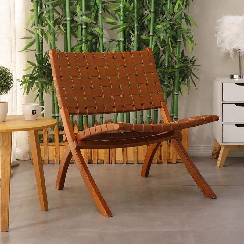 Una silla de silla de madera sólida nórdica sofá retrógrado individual de alojamiento residencial hotel silla de tejido casual