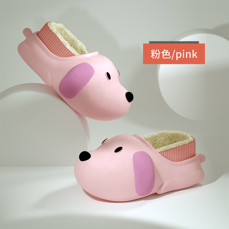 Zapatillas de algodón para niños, suela gruesa de dibujos animados de otoño e invierno interior antideslizante casa Zapatos acolchados de algodón EVA impermeable Generación de cabello