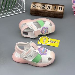 Baby sandals toddler shoes 2025 summer new boys and girls bright cartoon children's shoes baotou children's shoes non-slip