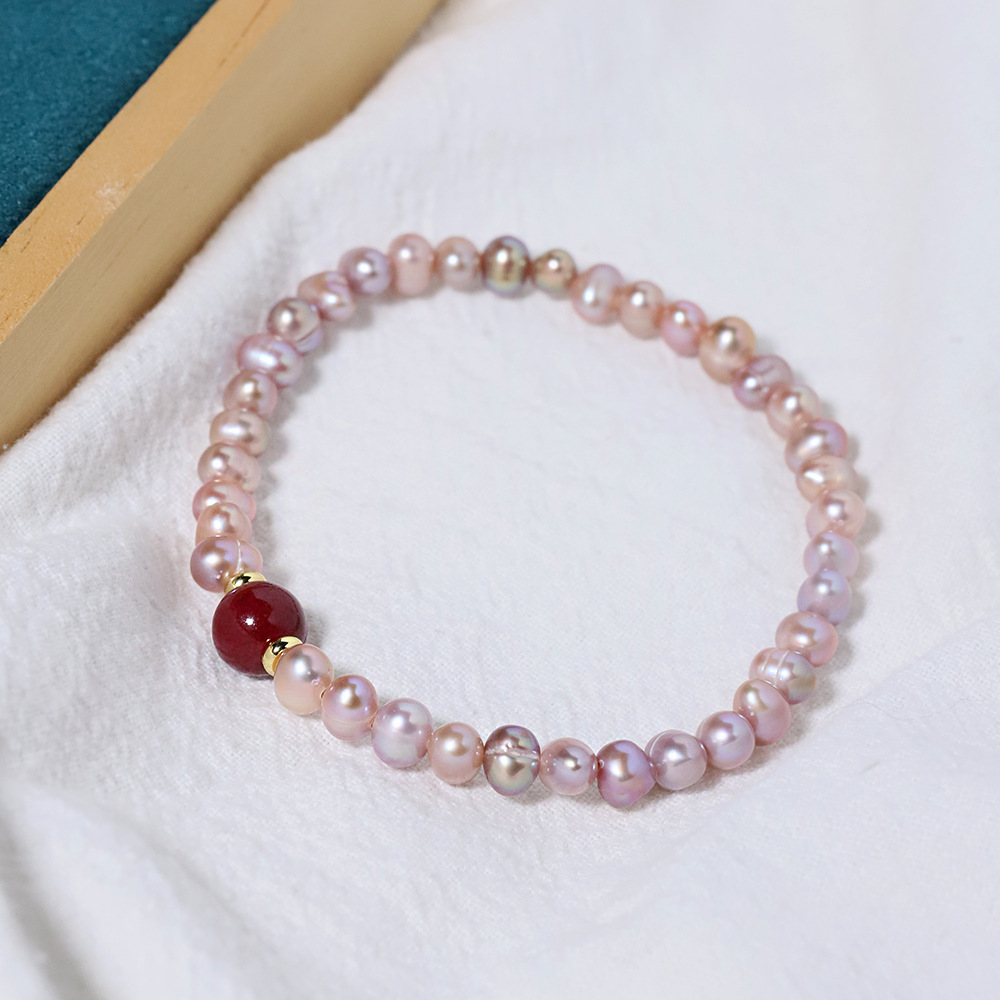 Palacio chino estilo rosa perla pulsera ágata roja del sur mujer lujo ligero de alto nivel con cuentas de transferencia joyas