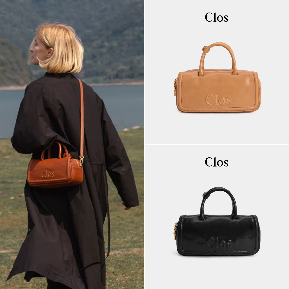 Borsa a spalla in vera pelle retro a cuscinetto da donna_voghion.com