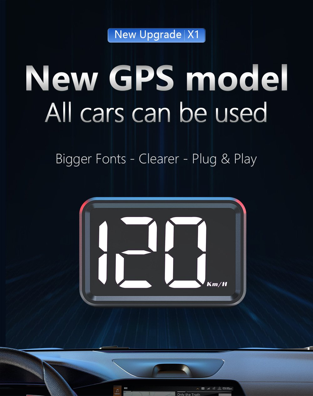 HUD Head-Up Display Car-mounted Beidou GPS Speed Display New Energy Multi-functional Instrument Head-Up Instrument Speedometer