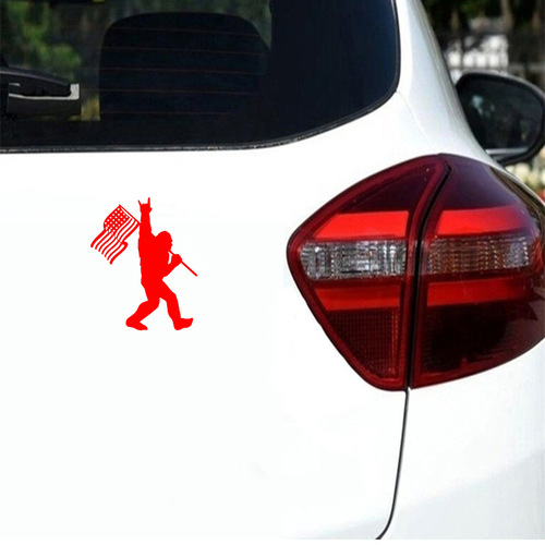 Foreign trade cute gorilla holding a flag, funny and humorous reflective waterproof car sticker, scratch hiding sticker with patterns