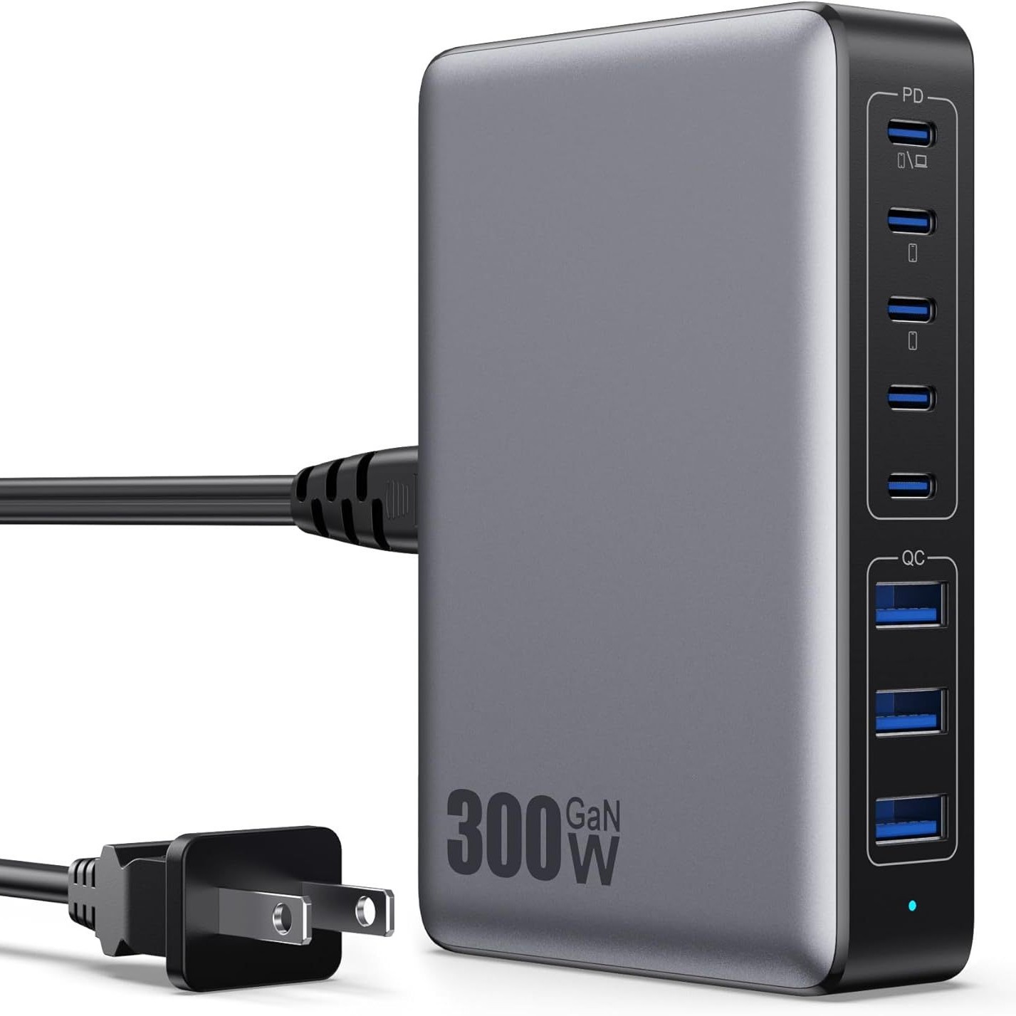 300W (5C+3A) Silver Black-US Standard