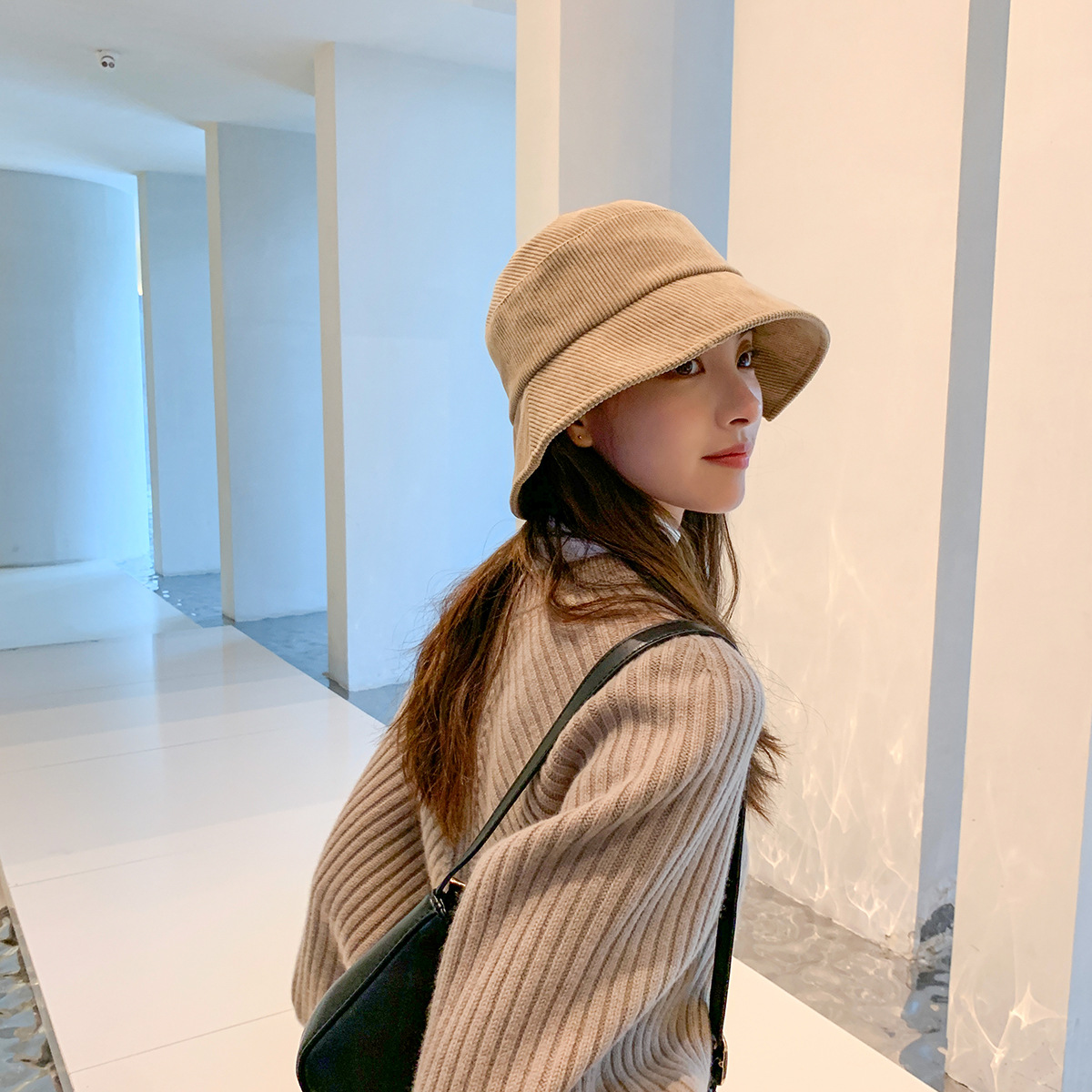 Pure Color Hat Korean Fashion Trend Split Corduroy Fisherman Hat display picture 1