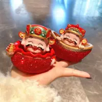 Легкое роскошное украшение автомобиля God of Wealth с бриллиантами, высокое украшение центральной консоли автомобиля, кукла-слиток качающейся головой