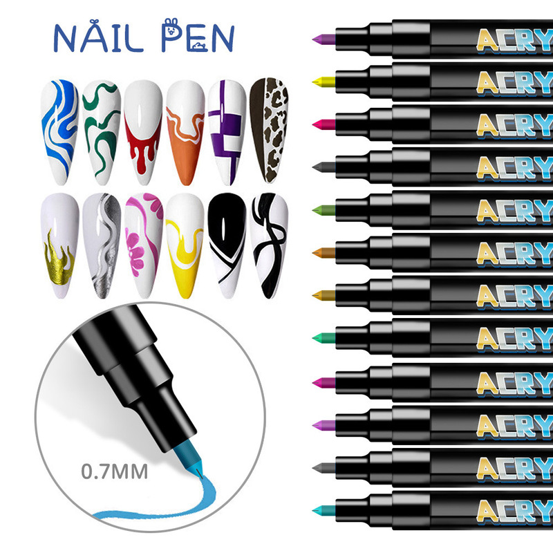 Cross-border new nail pen painting pen painting pen acrylic marker pen plastic pen painting nail painting special