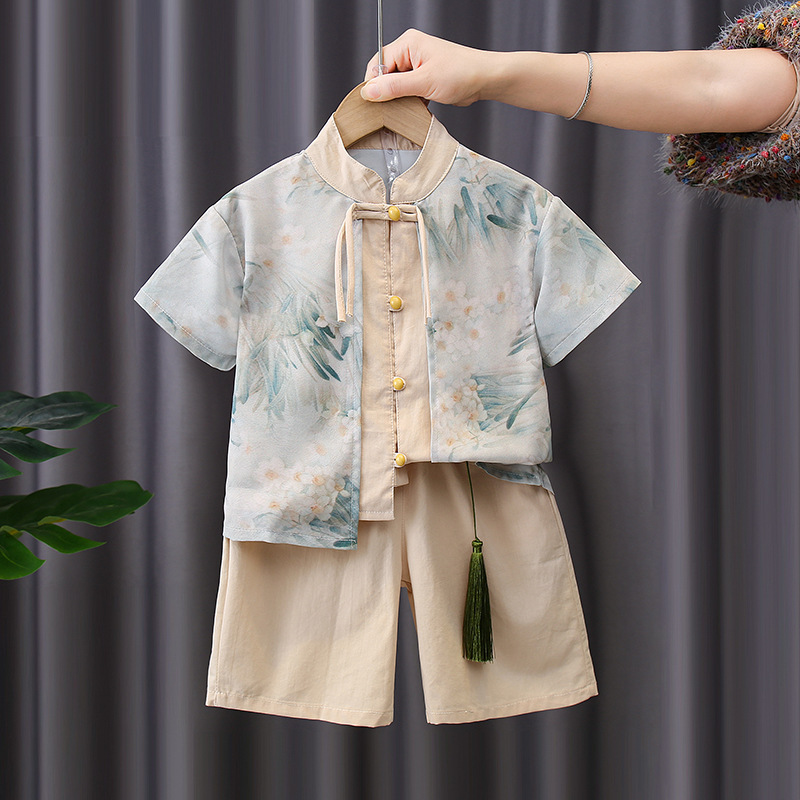 Hanfu Boy's Summer Dress Chinese Style Ancient Dress Children's Tang Suit One Year Old Chinese Studies Dress Baby's Summer June 1 Performance Dress