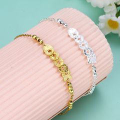 8549号足银999.9碎冰冰金钱小鱼手链金色银色甜美气质潮元素爆款