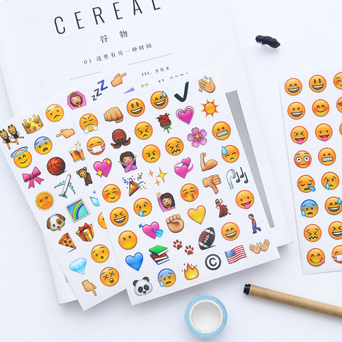 Emoji sticker pack for iPhone, WeChat, QQ, planner & album DIY decorative stickers featuring cute smiley-crying face designs