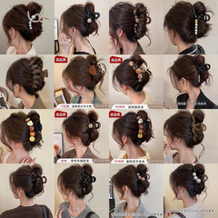 韓国アクリルグリッパー女性用 2025 新しい大型ヘアグリッパー、高級感のある後頭部シャーククリップヘッドギア