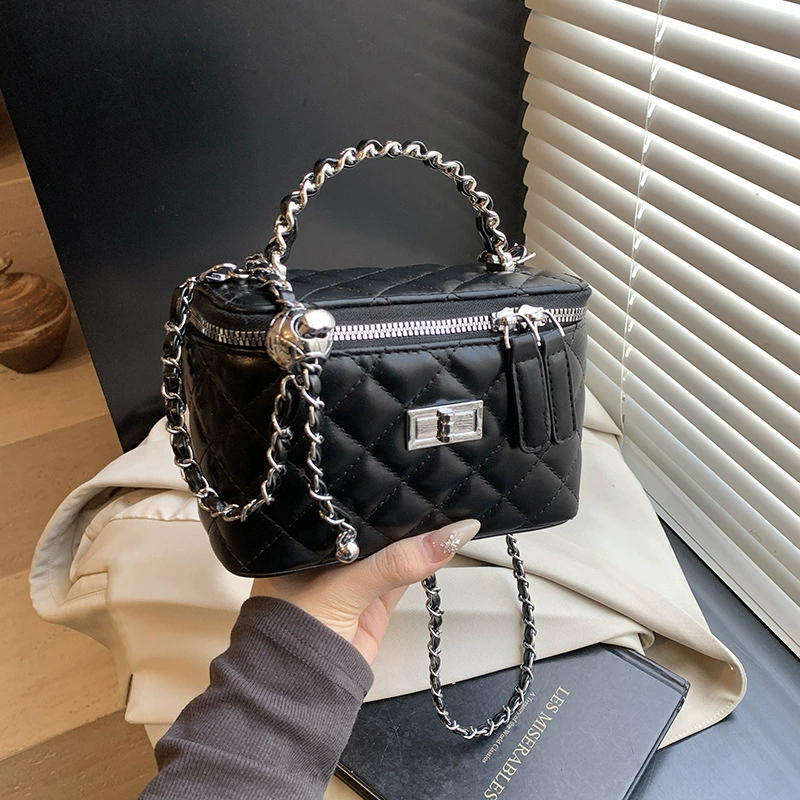 Маленькая ручная коробка, модная сумка через плечо, цепь, стиль Chanel, городской стиль, сумка на цепи