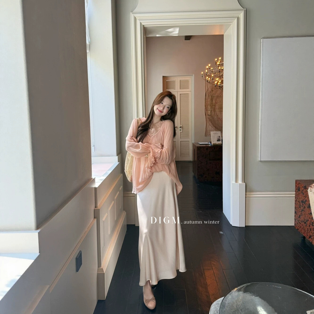 New Autumn Arrival: DIGM French-Style Relaxed Fit Versatile Workwear Solid Color High-Waisted Slimming A-Line Skirt