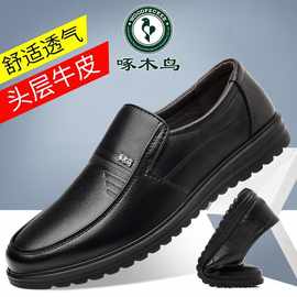啄木鸟皮鞋男鞋真皮新款秋冬季加绒保暖棉鞋休闲 防滑中老年爸爸