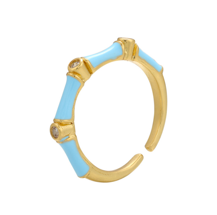 Geometric Pattern Women's Korean-style Fashionable Drip Ring, Adjustable Round Diamond-embedded Cross-border Diy Ornament Accessories