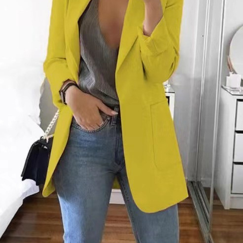 Spot 2024 Amazon New European and American Fashion Casual Suit Lapel Slim Cardigan Elegant Suit Jacket for Women