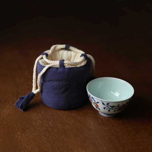Chunni solid color thickened cotton storage travel bag tea can teacup tea set teapot small cloth bag eight colors