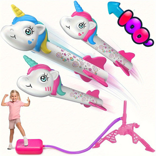 Unicornio transfronterizo volador dinosaurio cohetes cañón pie lanzador de cohetes al aire libre lanzamiento de cohetes juguetes de catapulta de vuelo