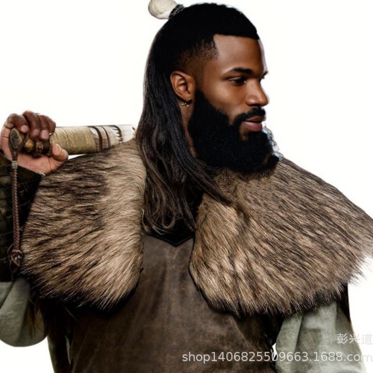 Fur collar winter coat king warrior cloak viking fur shawl medieval…