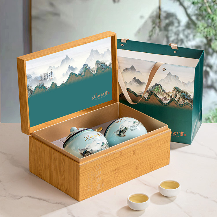 陶瓷茶叶礼盒装空盒陶瓷罐半斤装通用绿茶毛尖碧螺春龙井茶包装盒