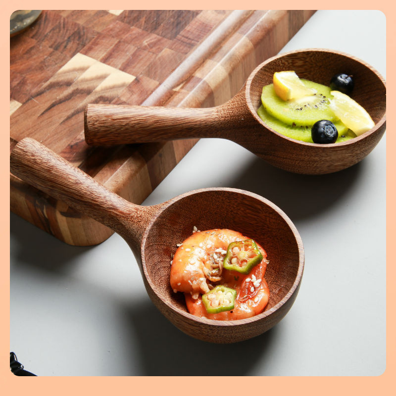 ⇕ Chicken Wing Wood Ladle, Short-Handled Wooden Spoon, Large Soup Spoon, Wine Ladle, Bath and Sauna Wooden Bucket Spoon