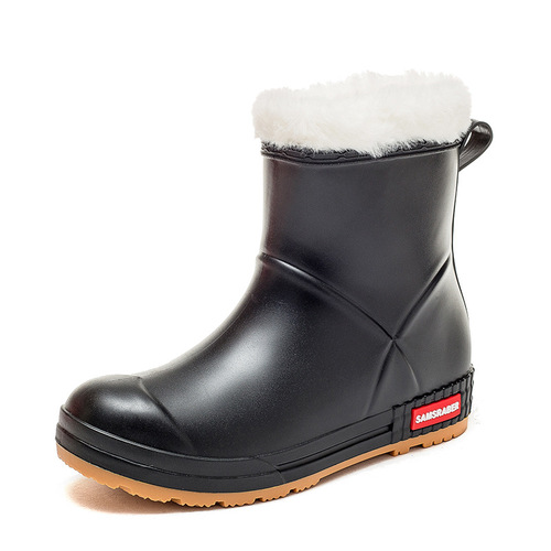 Wholesale New Waterproof Shoes Women Rain Boots Short Calf Fashion Adult Anti-slip Fleece Warm Lightweight Socks Shoes Student Rubber Shoes 