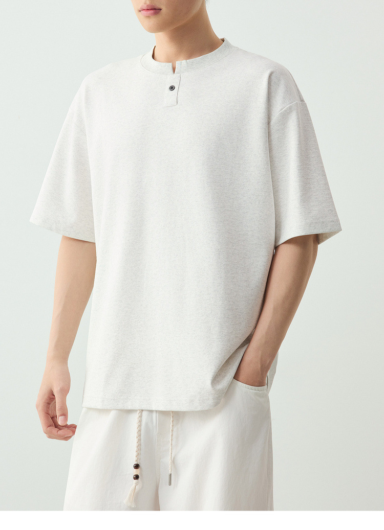 Áo thun nam ngắn tay cổ tròn chất liệu cotton pha, kiểu dáng cơ bản — đen chi tiết 22