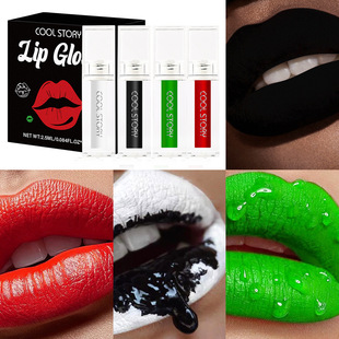 Cross-border holiday non-stick cup lip color black and white red green Christmas Halloween makeup is not easy to fade lasting body painting face color