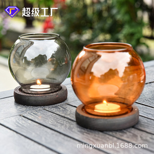 European Style Stained Glass Candle Holder Candlelight Dinner Zen Style Retro Household Windproof Candle Cover Chinese Style Ornaments