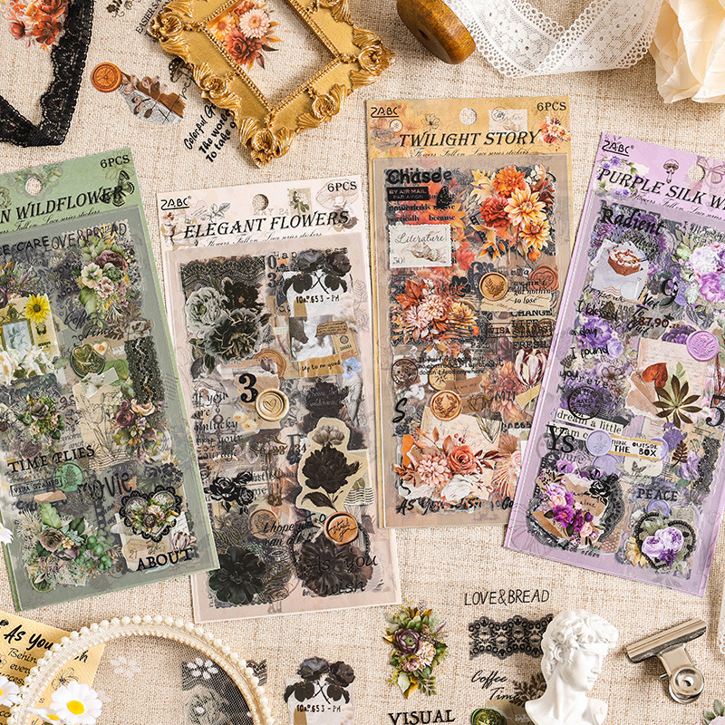 Botones de flores de malla pet transparente pegatinas impermeables DIY pegatinas de material pegatinas de decoración retro pegatinas de papelería