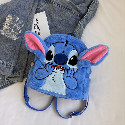 Spoof Plush Stitch Backpack  New Cartoon Girl Travel Bag Personalized Furry Cute School Bag