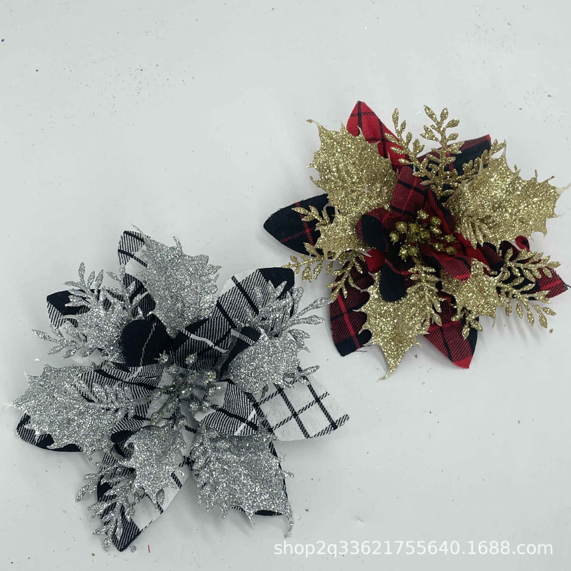 Flores de oro rosa transfronterizas 14cm nuevas flores de Navidad decoraciones de Navidad accesorios de guirlandas de Navidad image 4