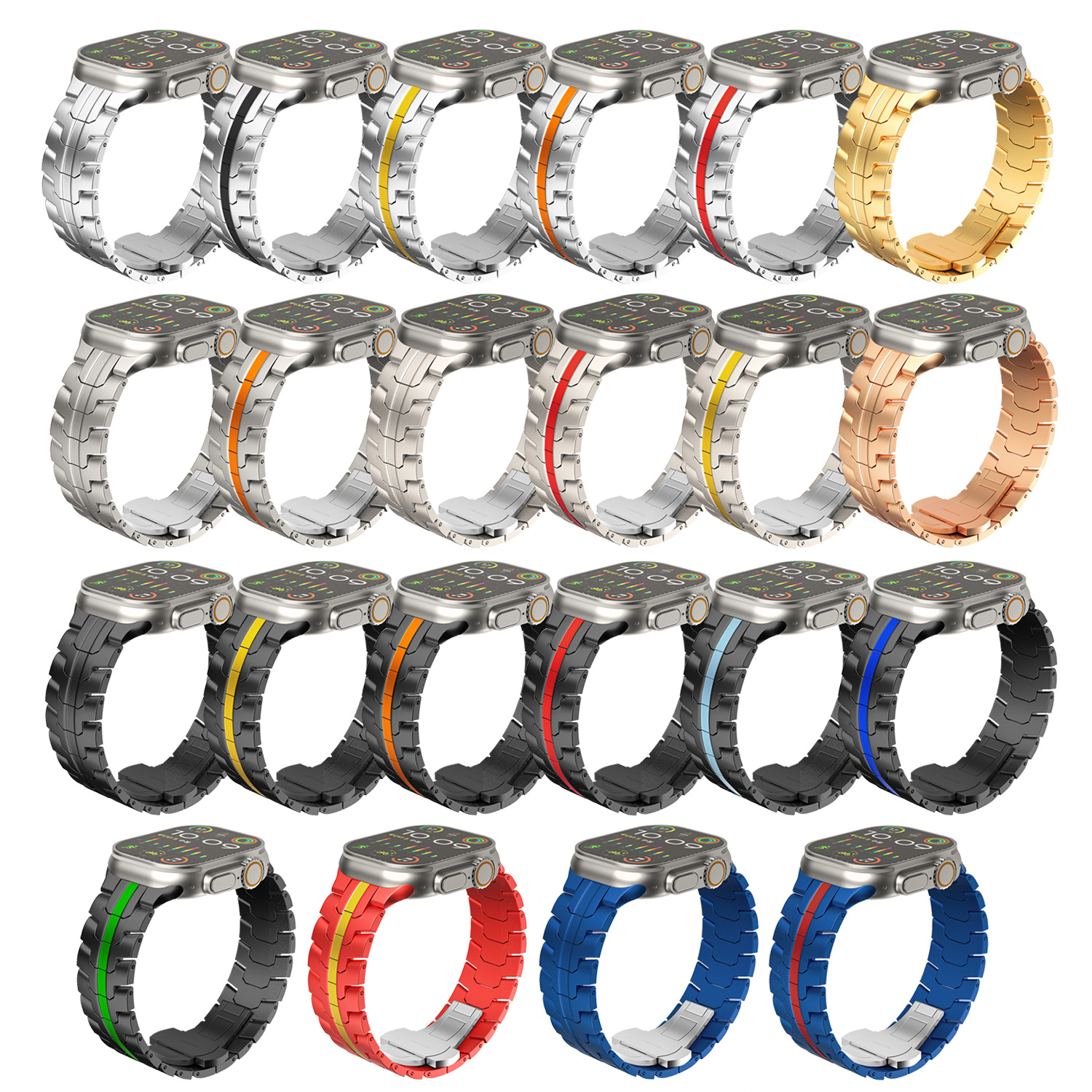 Adecuado para Apple Watch correa de acero inoxidable Apple Watch Ultra Iron Man cinturón de acero sólido hebilla de mariposa