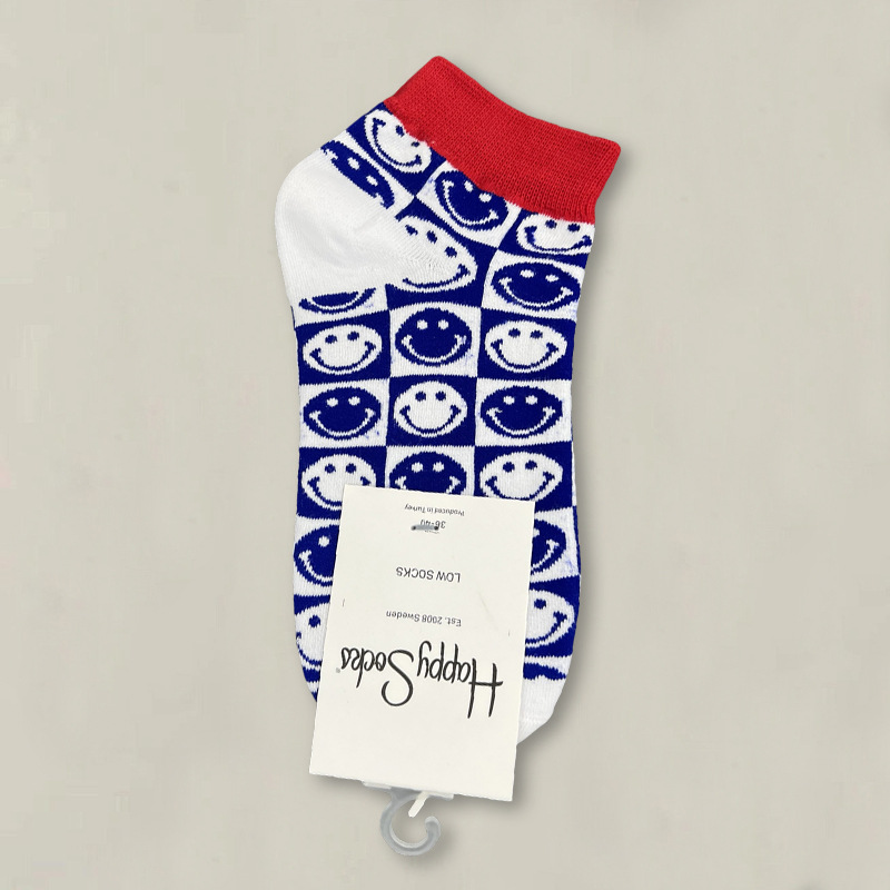 HappySocksハイスキンのショートソックスの漫画の浅い口の低い女性のスウェーデンのファッションのタイプのソックスの春夏のカラー