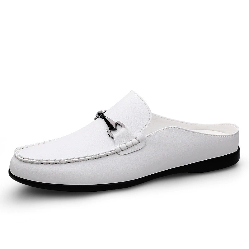 1687 мужские туфли-мулы, туфли с половиной чашки, весенне-летние туфли без шнуровки на плоской подошве, маленькие кожаные туфли для ленивых, повседневная обувь из воловьей кожи