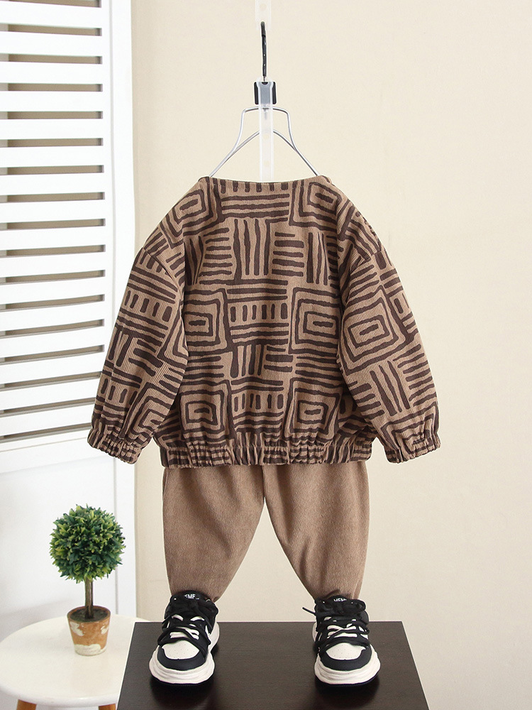 5936 traje de niño chaqueta de otoño para niños 2024 nuevo estilo estilo occidental bebé primavera y otoño ropa de pana traje de tres piezas image 5