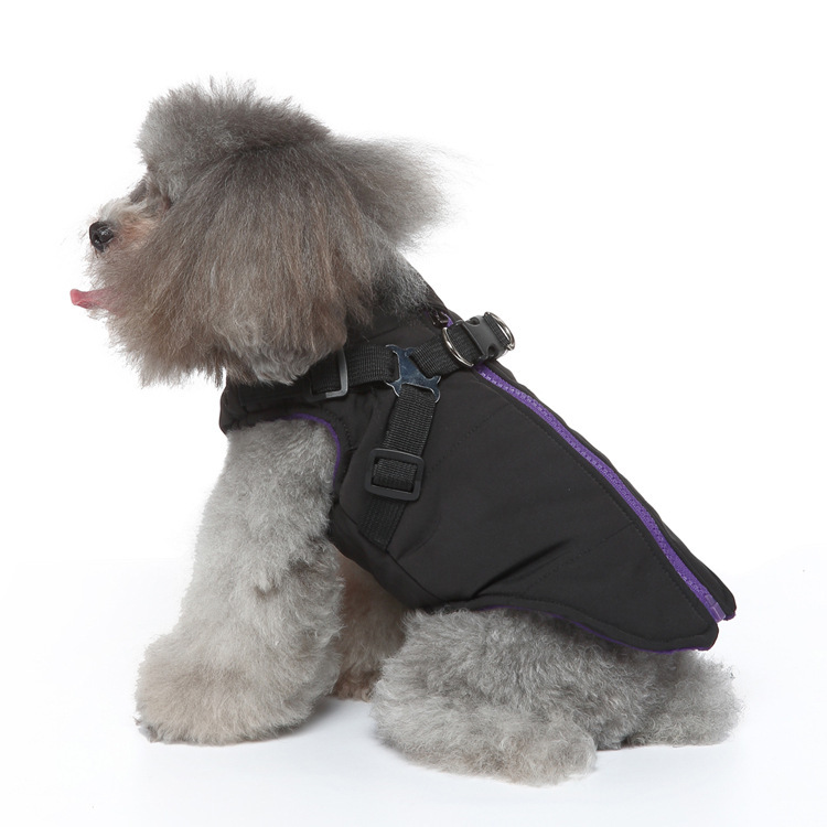Winter Dog Clothes Zippered Puppy Jacket Leashable Windproof Thickened Warm Pet Clothing_voghion.com