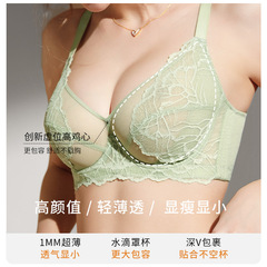 Summer new big-breasted underwear for women, ultra-thin, sexy large-size push-up anti-sagging soft steel ring bra