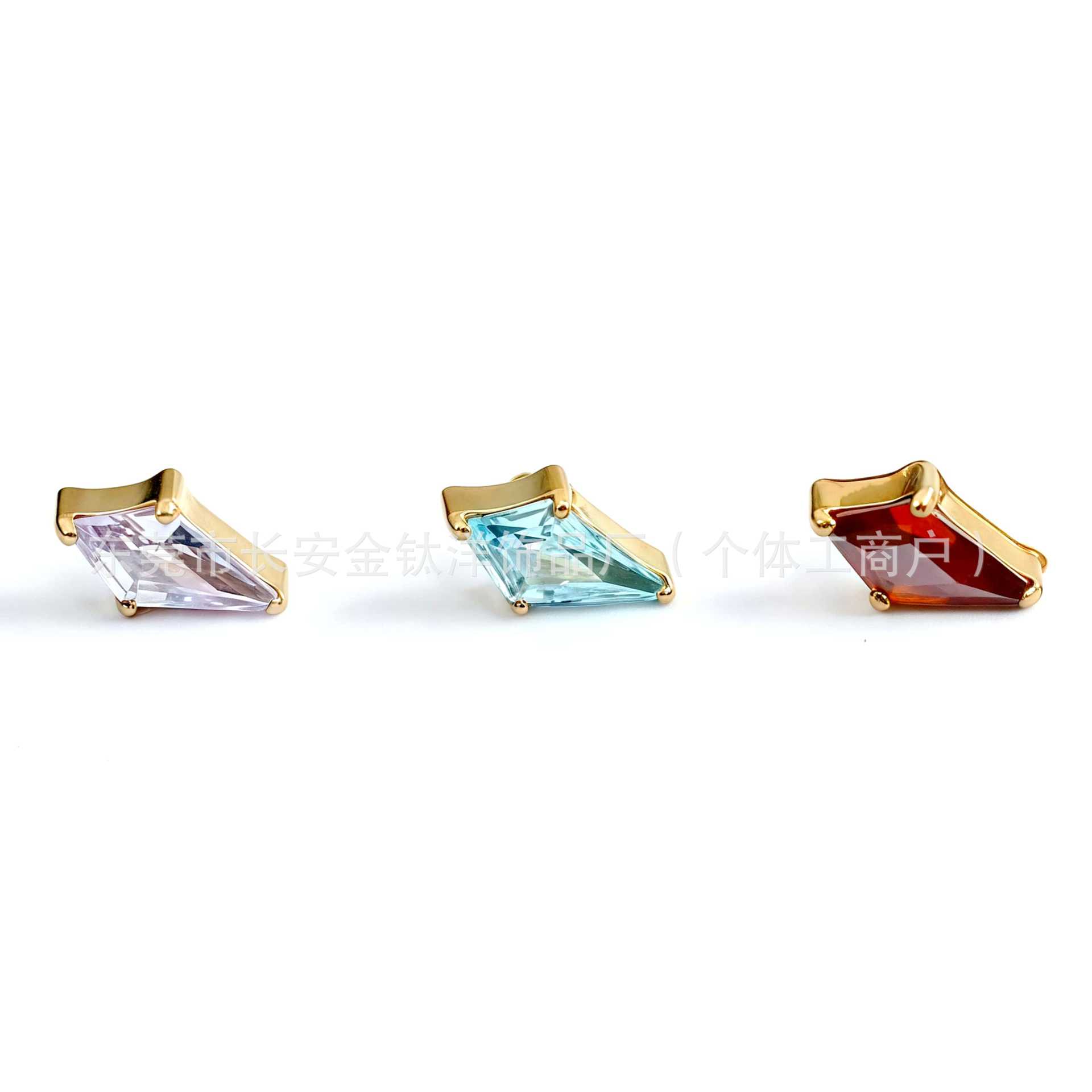 F136 Titanium 18K Gold-Plated Kite 5A Zircon Earrings Lip Nails Nose Nails G23 Titanium Alloy Body Piercing Jewelry detail image 7