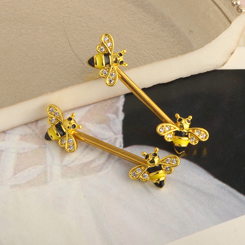 Bee Nipple Nail Ring Stainless Steel Nipple Ring Piercing Jewelry Chest Ornament detail image 7