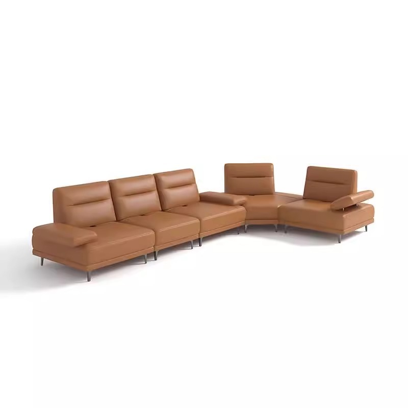 Moderno sofá de cuero minimalista italiano sala de estar tamaño de casa cabeza de cuero ajustable sofá de respaldo combinación image 7