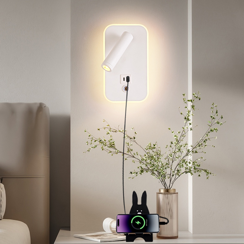 Nueva lámpara de pared táctil de habitación de hotel iluminación atenuante con USB lámpara de pared de dormitorio simple luz de lectura